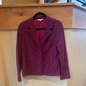 CAbi #128 Frolic Jacket, Plumberry Lace sz 10